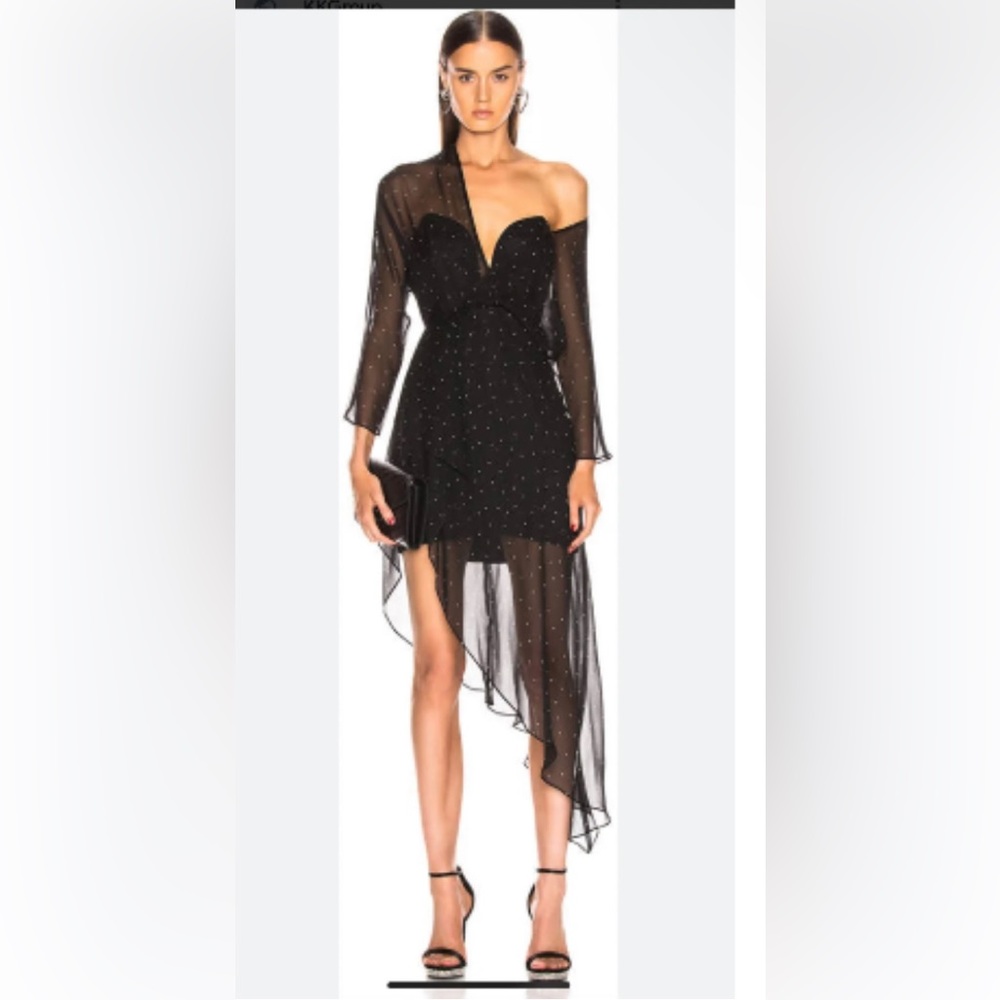 michelle mason black dress with dots